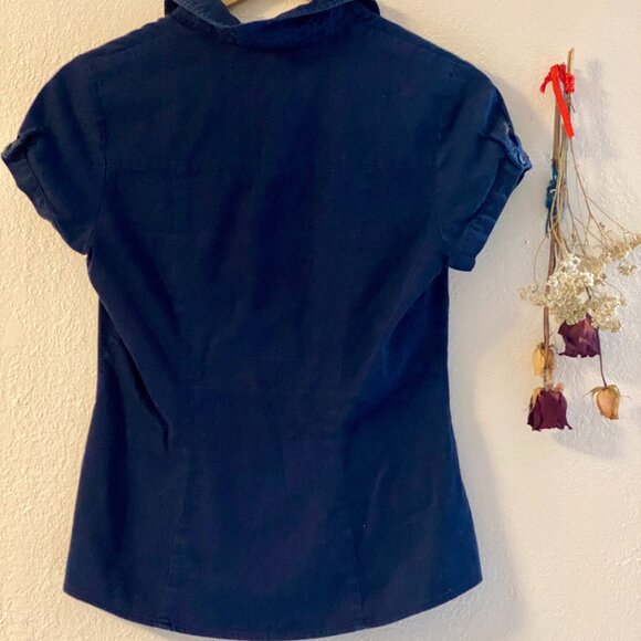 Bravissimo Short Sleeve Shirt UK 10/ US 0 Super Curvy Navy blue - Picture 3 of 4